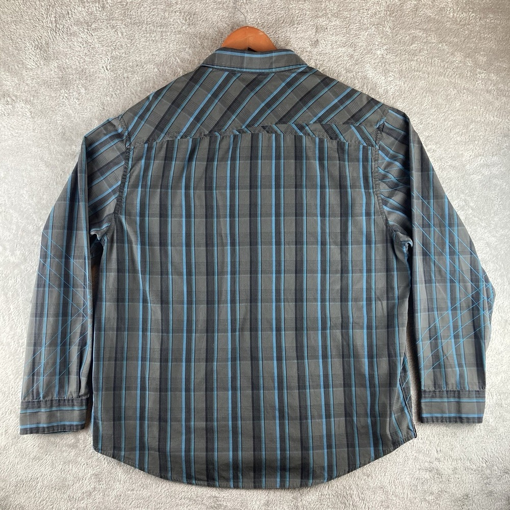 Tony Hawk Shirt Mens Size XXL Long Sleeve Button Up Gray Black Blue‎ Stripe - Picture 2 of 11